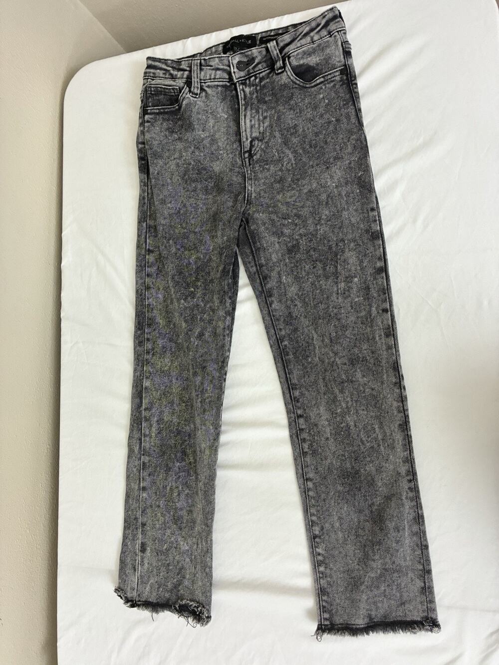 Kendall + Kylie Gray Acid Wash Icon High Rise Straight Jeans Stretch Size 7/28
